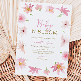 Pink Floral Baby in Bloom Baby Dusche Einladung