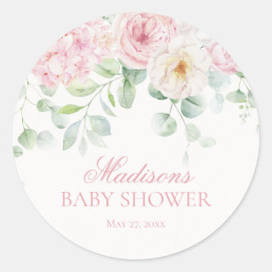 Pink Floral Baby in Bloom Baby Dusche Siegel einla Runder Aufkleber