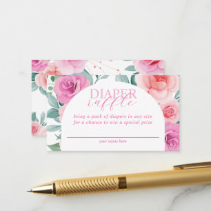 Pink Floral Baby in Bloom Diaper Raffle Begleitkarte