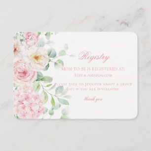 Pink Floral Baby in Bloom Hydrangea Baby Registry Begleitkarte
