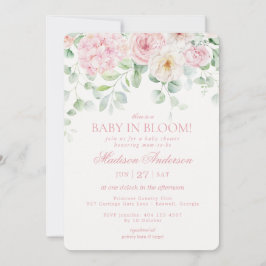 Pink Floral Baby in Bloom Hydrangea Babydusche Einladung