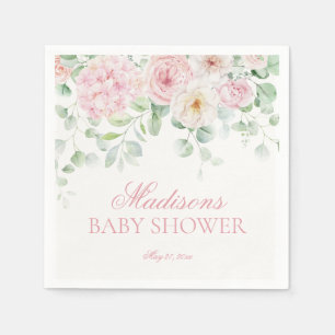 Pink Floral Baby in Bloom Hydrangea Babydusche Serviette