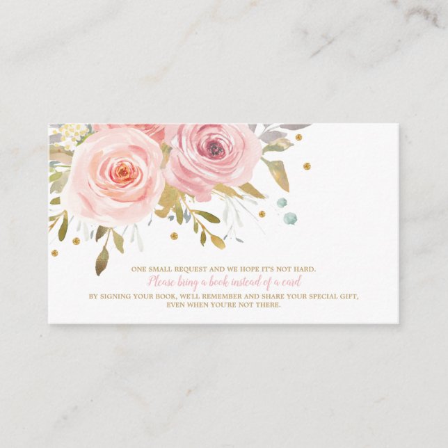 Pink Floral Baby Showbook for Baby Buchen Begleitkarte (Vorderseite)