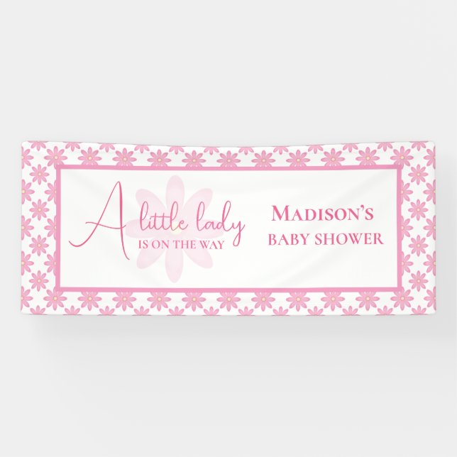 Pink Floral Baby Shower  Banner (Horizontal)
