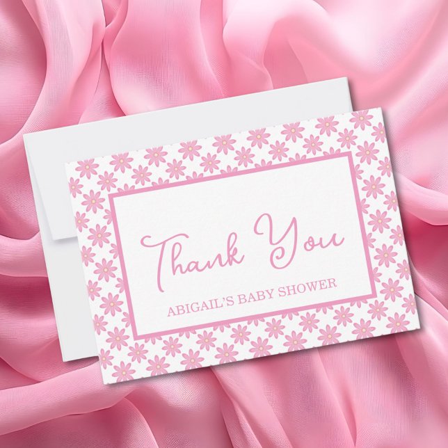 Pink Floral Baby Shower  Dankeskarte (Von Creator hochgeladen)