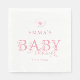 Pink Floral Baby Shower | Elegant Wildflower Serviette