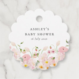 Pink Floral Baby Shower Geschenkanhänger