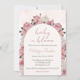 Pink Floral Baby Shower Girl Baby in Bloom Einladung