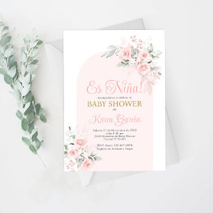 Pink Floral Baby Shower Girl Spanische Einladung