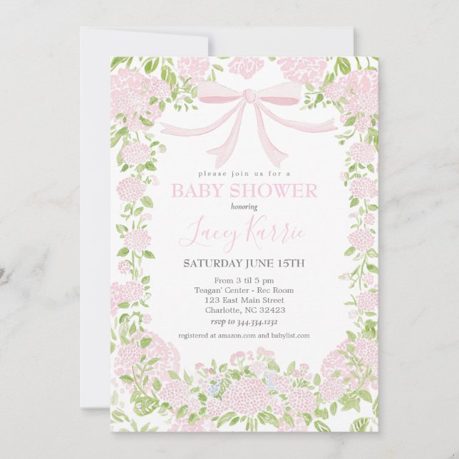 Pink Floral Baby Shower Invitation,  Einladung (Vorderseite)
