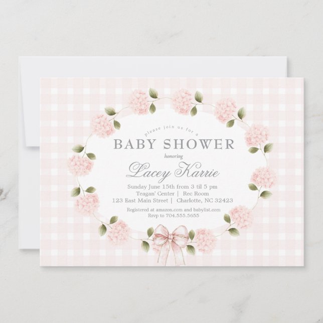 Pink Floral Baby Shower Invitation,  Einladung (Vorderseite)