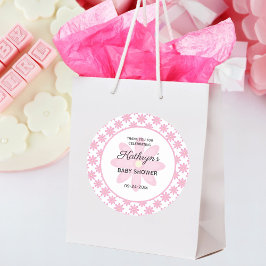 Pink Floral Baby Shower  Runder Aufkleber