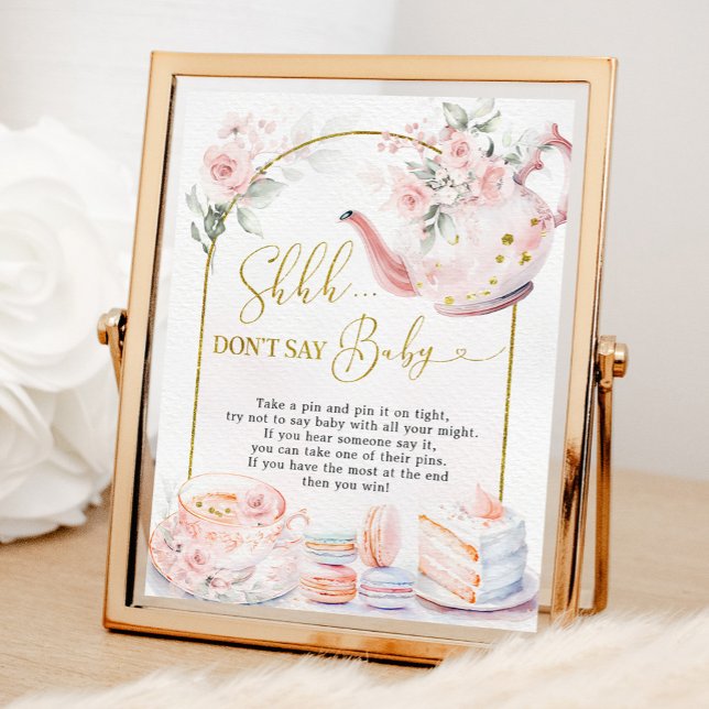 Pink Floral Baby Shower Tea Party Sage nicht Baby Poster (Von Creator hochgeladen)