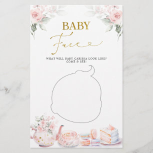 Pink Floral Baby Shower Tee Party Baby Gesicht