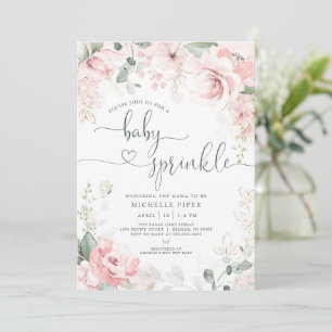 Pink Floral Baby Sprinkle, Watercolor Peony Baby Einladung