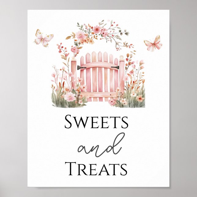 Pink Floral Baby Süßigkeiten und Leckereien Party  Poster (Vorne)