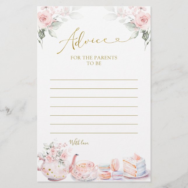 Pink Floral Baby Tea Party Beratung für Eltern (Vorderseite)