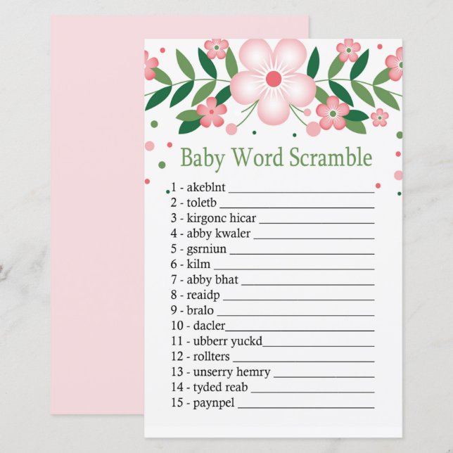Pink Floral Baby Wortspiel (Vorne/Hinten)
