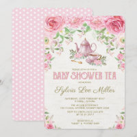 Pink Floral Babydusche Küche Tee Party Einladung