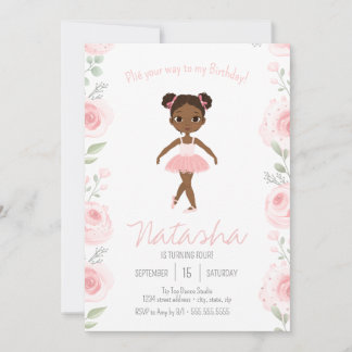 Pink Floral Ballerina Birthday Tutu Ballett Tanz Einladung