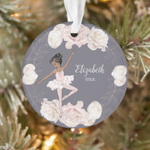 Pink Floral Ballerina Schwarzes Haar Girl Personal Ornament