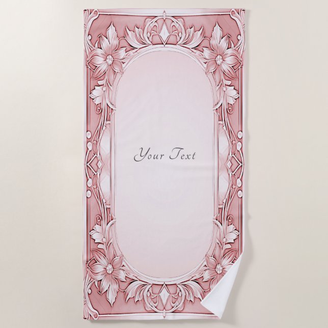 Pink Floral Beach Handtuch (Vorderseite)