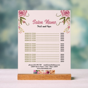 Pink Floral Beauty Nail Salon Prix du menu