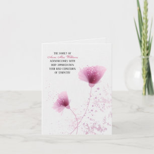 Pink Floral Beileid Danke Karte