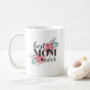Pink Floral Beste Mama je Personalisiert  Kaffeetasse