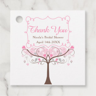 Pink Floral Bird Brautparty Vielen Dank Geschenkanhänger