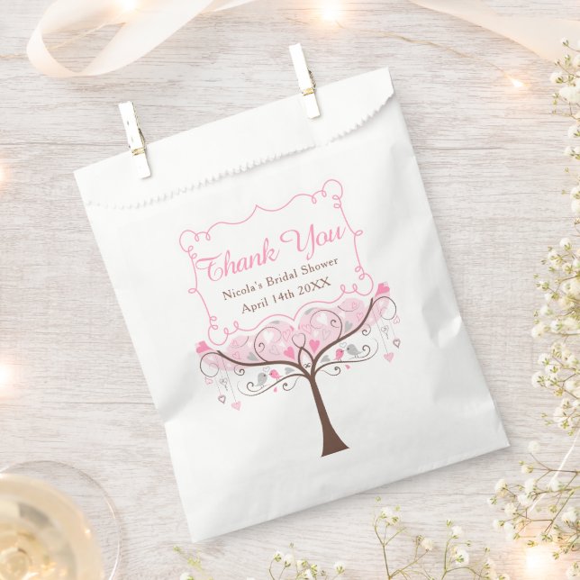 Pink Floral Bird Brautparty Vielen Dank Geschenktütchen (Ausgeschnitten)
