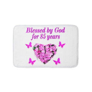 PINK FLORAL BLESSED VON GOTT FÜR 85 JAHRE BADEMATTE