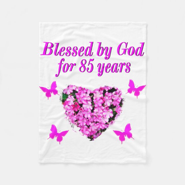 PINK FLORAL BLESSED VON GOTT FÜR 85 JAHRE FLEECEDECKE (Vorderseite)