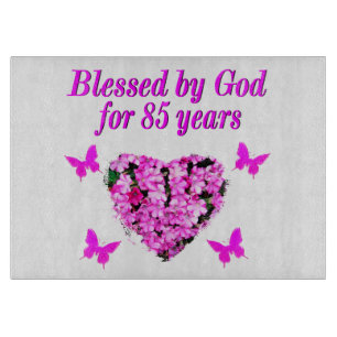 PINK FLORAL BLESSED VON GOTT FÜR 85 JAHRE SCHNEIDEBRETT
