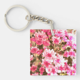 Pink Floral Bloom Pattern – Soft Botanical Design Schlüsselanhänger