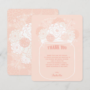 Pink Floral Blooms Mason Jar Wedding Vielen Dank Einladung