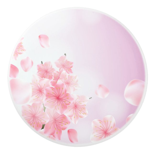 Pink Floral Blume Feminine Girl Keramikknauf (Vorderseite)
