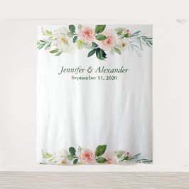 Pink Floral Boho Hochzeitsstand Foto Hintergrund Wandteppich