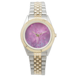 Pink Floral Bokeh Kleine Blume Handgelenk Armbanduhr