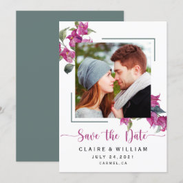 Pink floral Bougainvillea Hochzeit Speichern Sie d Save The Date