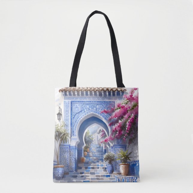 Pink Floral Bougainvillea Marokko Tiles Wedding Tasche (Vorderseite)