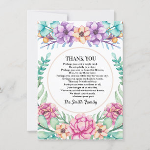 Pink Floral Bouquet Beileid Danke Karte