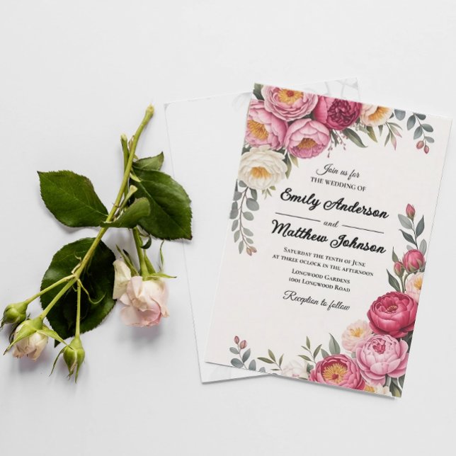 Pink Floral Bouquet Hochzeitseinladung Einladung (Von Creator hochgeladen)
