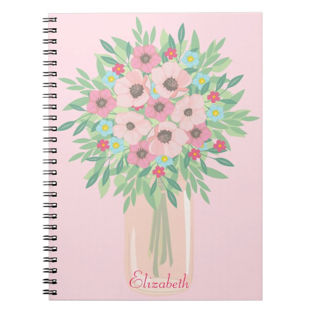 Pink Floral Bouquet Notizblock (Vorderseite)