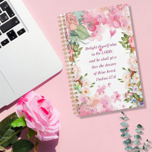 Pink Floral Bouquet Psalms 37:4 Planer