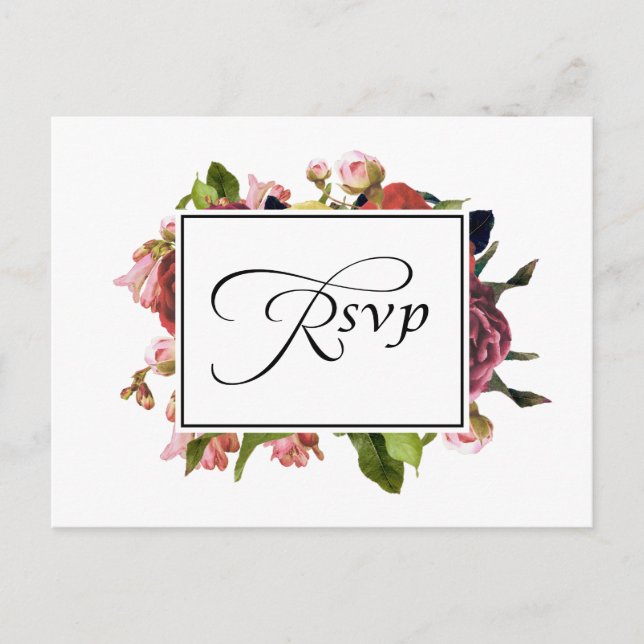 Pink Floral Bouquet Wedding RSVP Einladungspostkarte (Vorderseite)