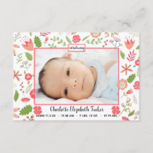 Pink Floral Bouquets - 3x5 Geburtsankündigung