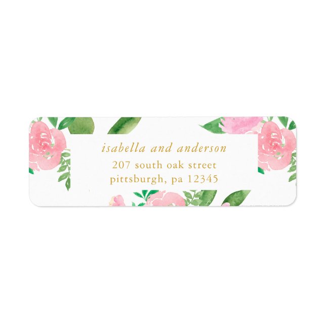 Pink Floral Bouquets Wedding Return Address Label (Vorne)