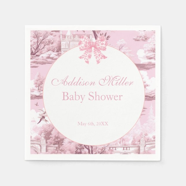 Pink Floral Bow Coquette Baby Girl Dusche Nickerch Serviette (Vorderseite)