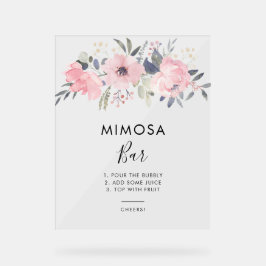 Pink Floral Brautparty Mimosa Bar Acrylschild